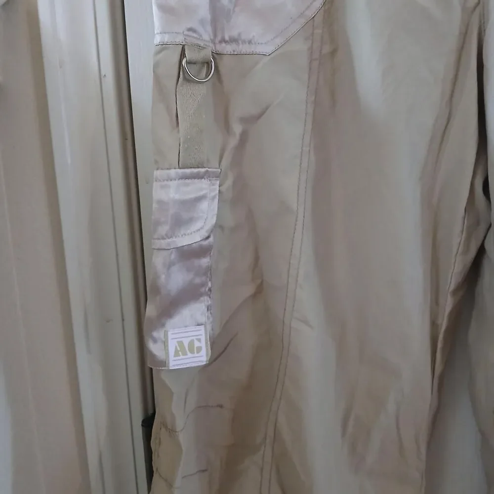 Y2K Vintage American Girl Tan Utility Cargo Pants Pink Camo Roll Cuffs Girls 16